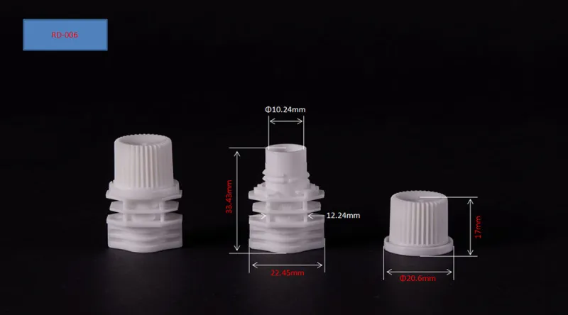 Boquilla de 10 mm con tapón de rosca para bolsa de plástico flexible para bebidas