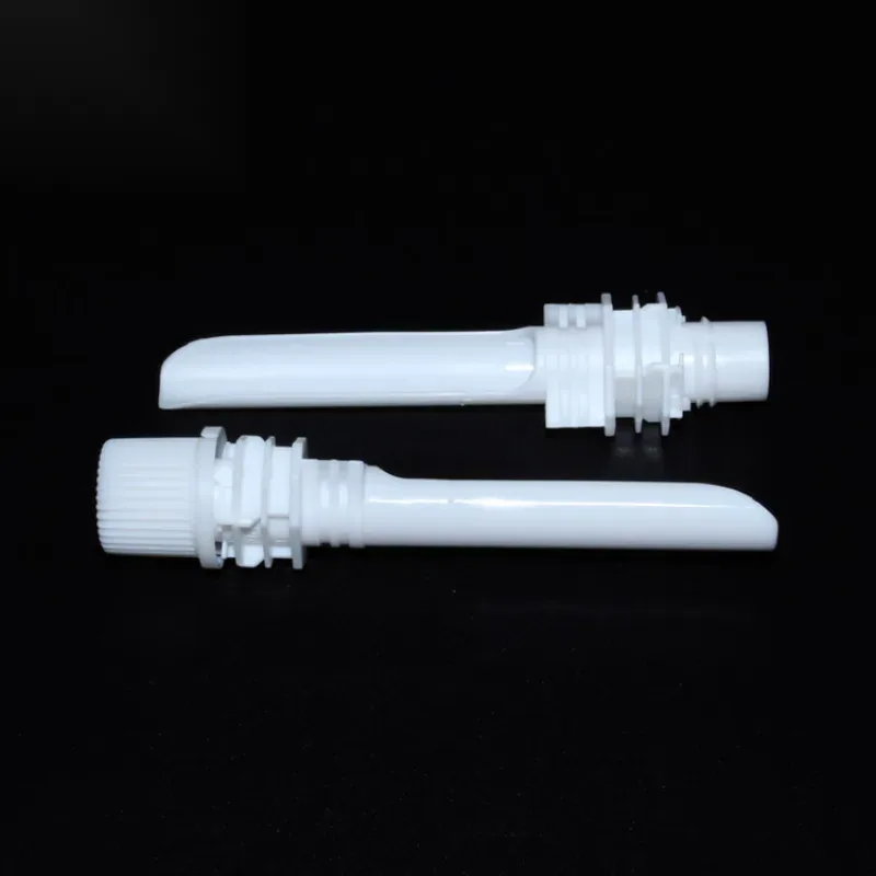 Boquilla de plástico con caño largo de 10 mm y tapa para envasado de alimentos líquidos y gelatina, Fábrica de Shantou