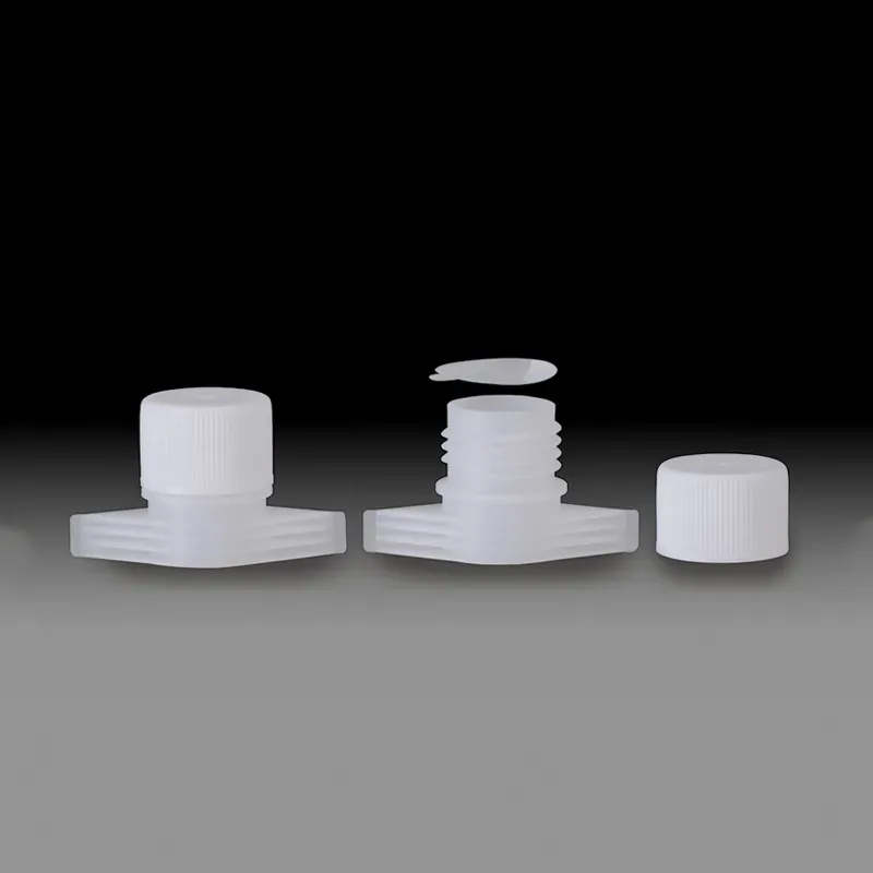 Boquilla de plástico de 22 mm con tapón de rosca y revestimiento de sellado para bolsas farmacéuticas y médicas