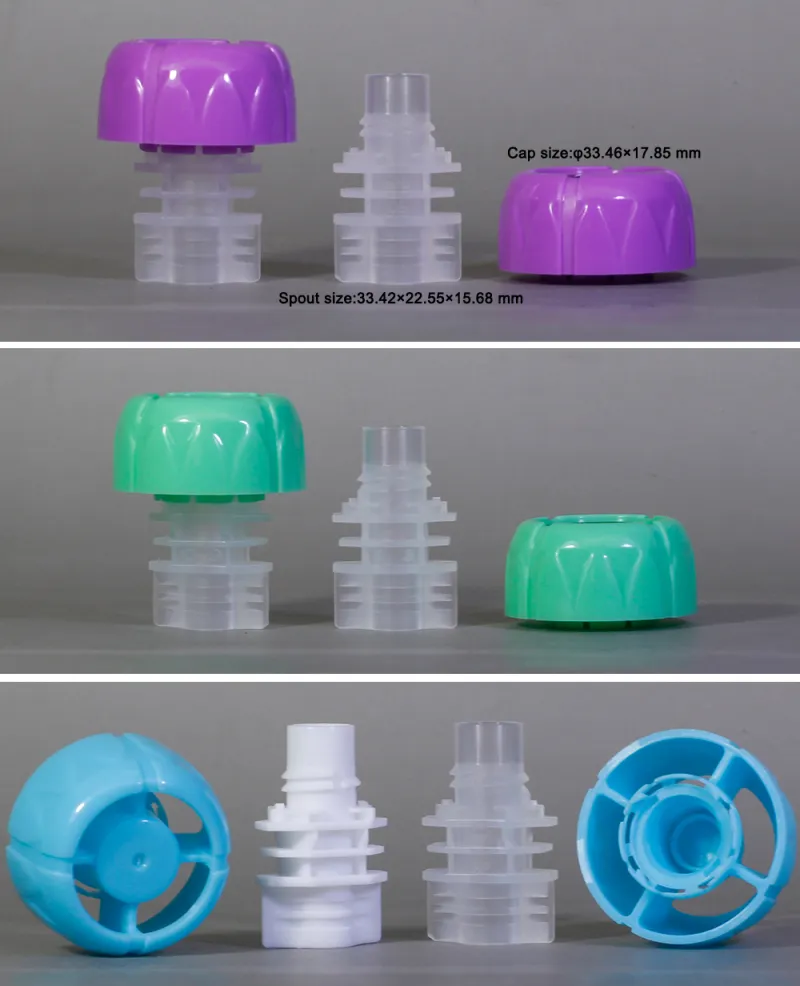 Boquilla con tapón de 10 mm para bolsa flexible Doypack de plástico, con labio en forma de hongo y colores personalizables