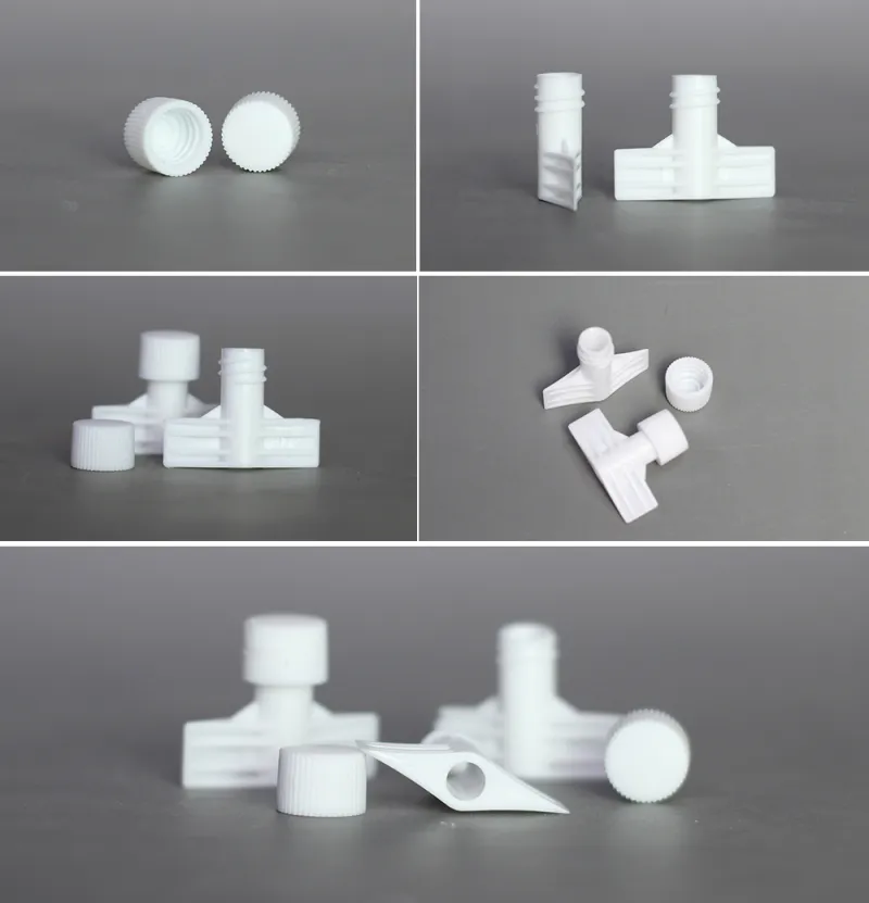 110-130℃低温シール対応 6mm プラスチック製ボディウォッシュパウチ用キャップ付きスパウト