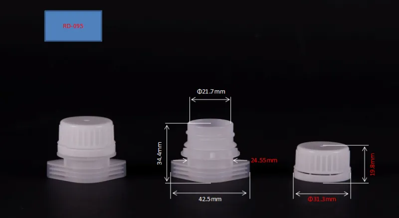 Boquilla de plástico con tapa de 22 mm de la fábrica Shantou Ruihua para bolsas de alimentos líquidos, zumos y medicamentos