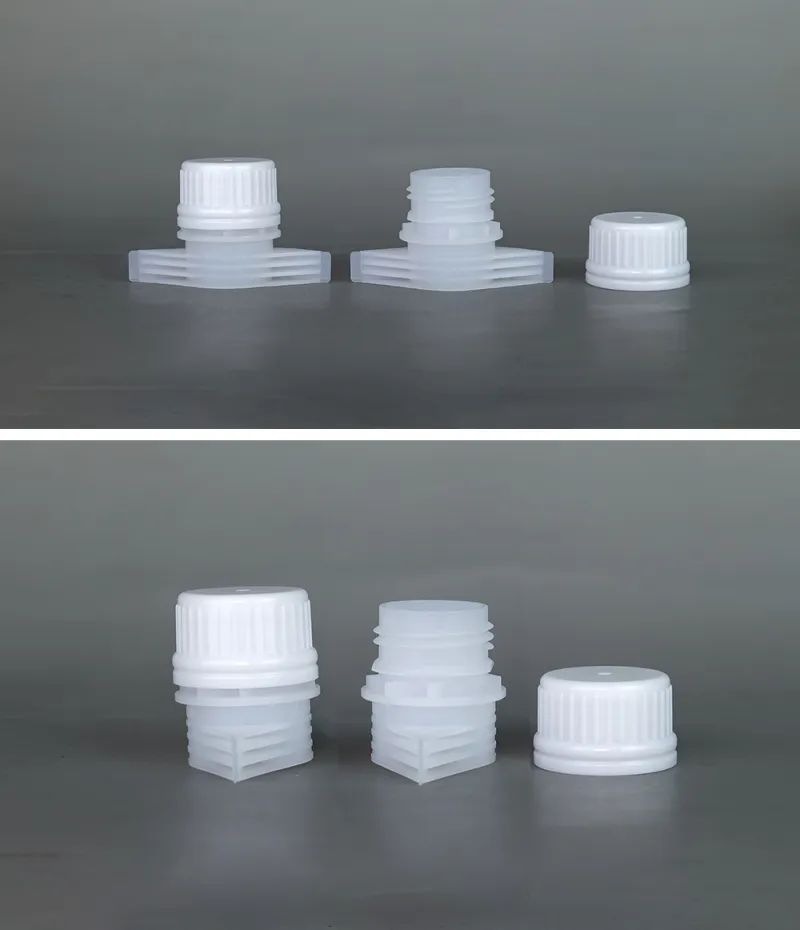 Muestra gratuita de tapas de plástico de 22 mm con boquilla para bolsas stand-up