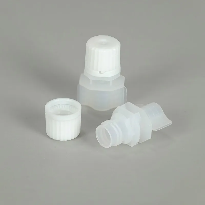 Tapón de rosca de plástico con boquilla de 7mm de calidad alimentaria para bolsas stand-up de bebidas, miel y salsa